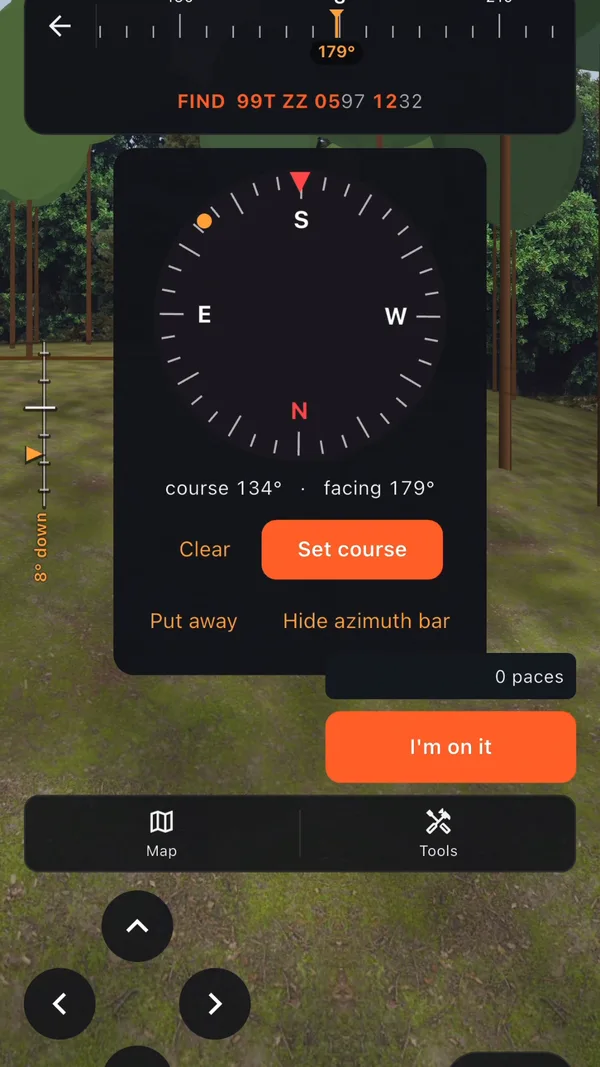 Setting a compass course in the Gridland simulator